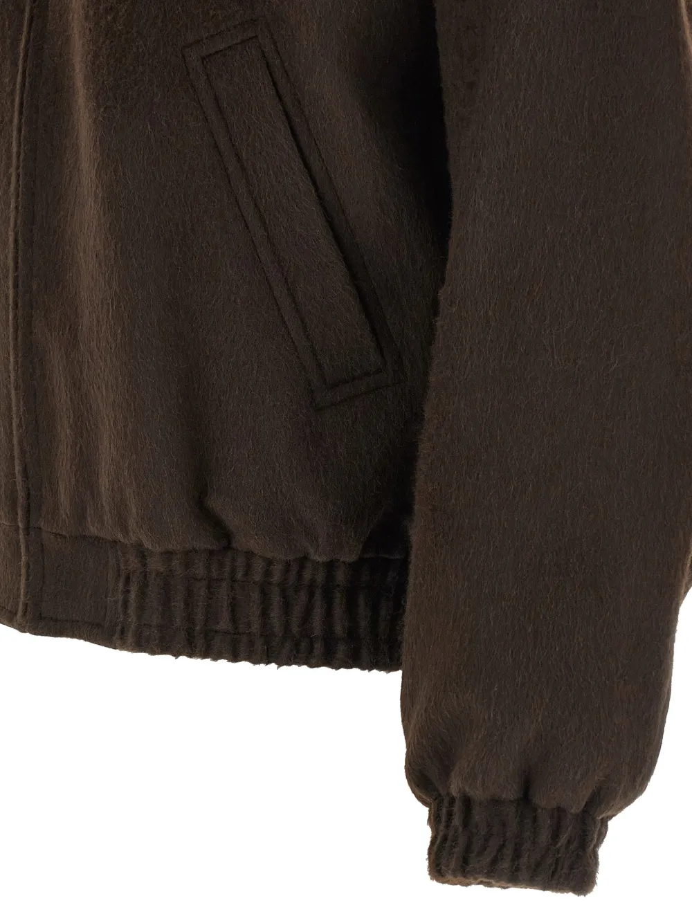 Auralee Flannel Bomber Jacket In Brown