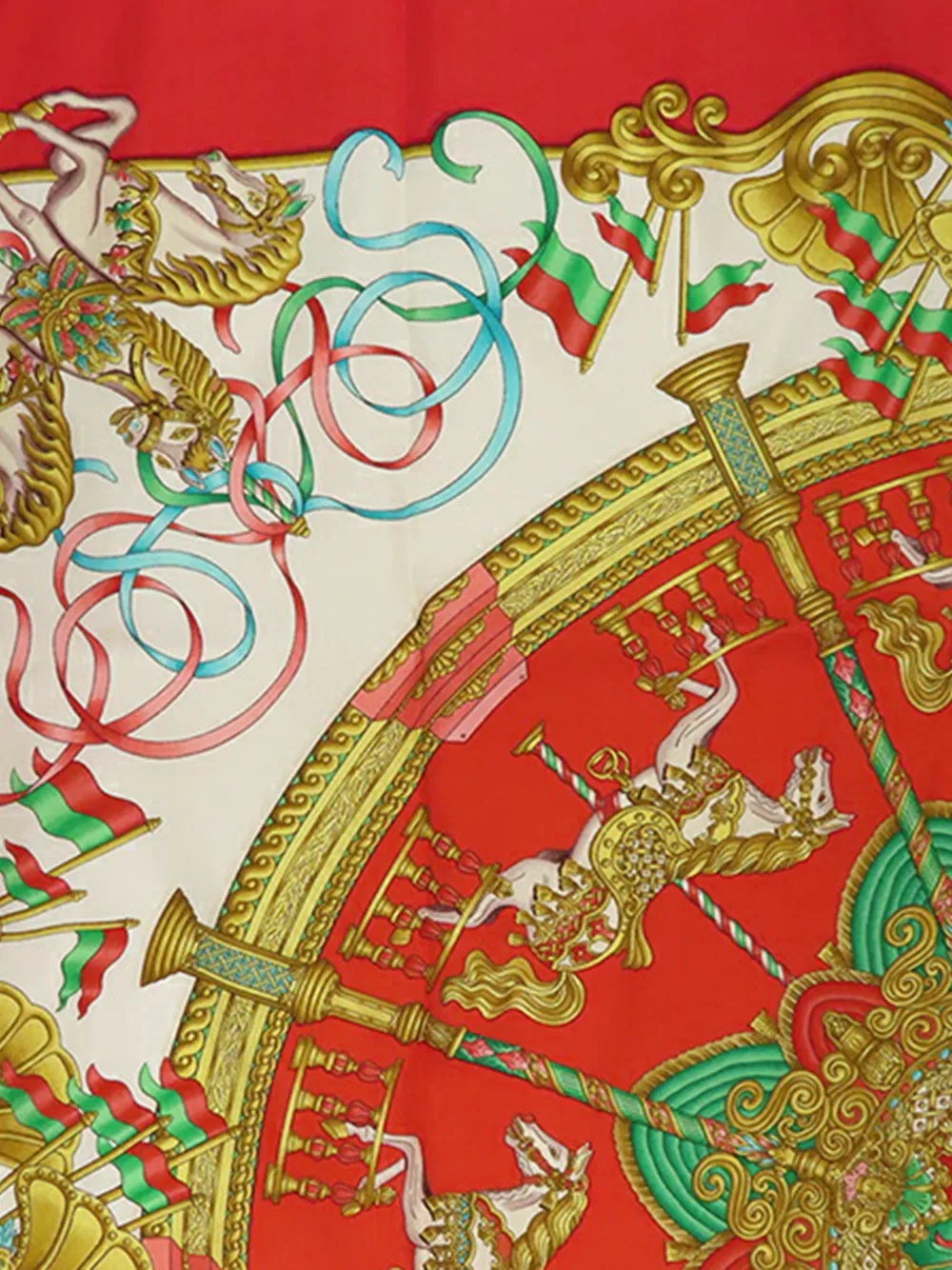 Pre-owned Hermes 20th Century Luna Park Silk Scarf 90 Scarves In Red