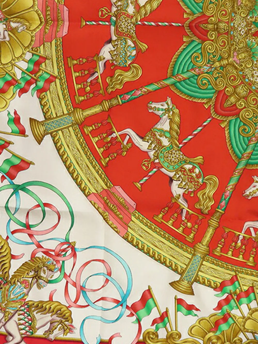 Pre-owned Hermes 20th Century Luna Park Silk Scarf 90 Scarves In Red