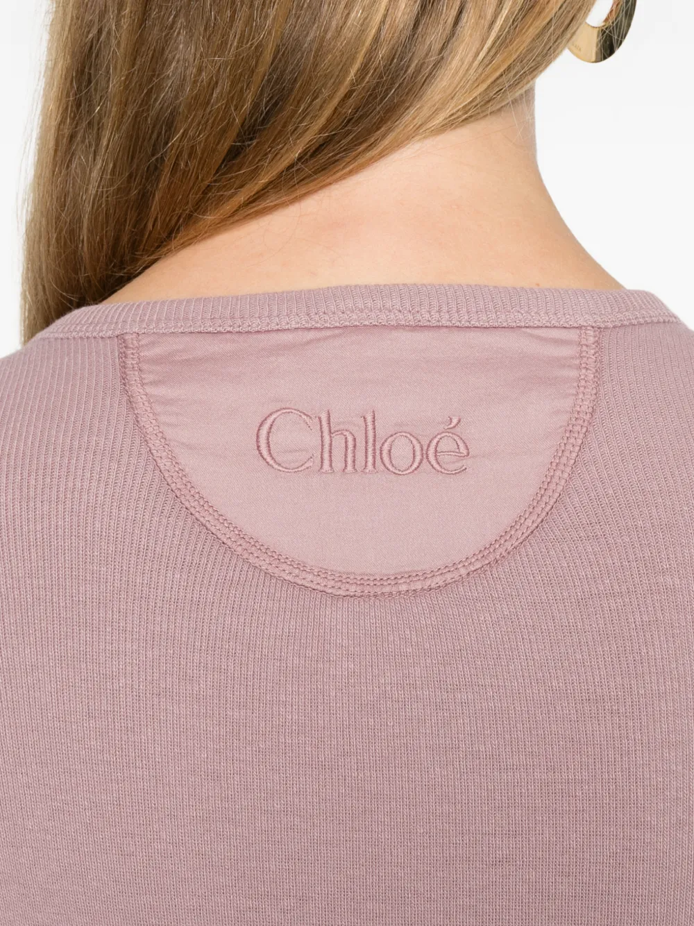 Chloé Ribgebreid T-shirt Roze