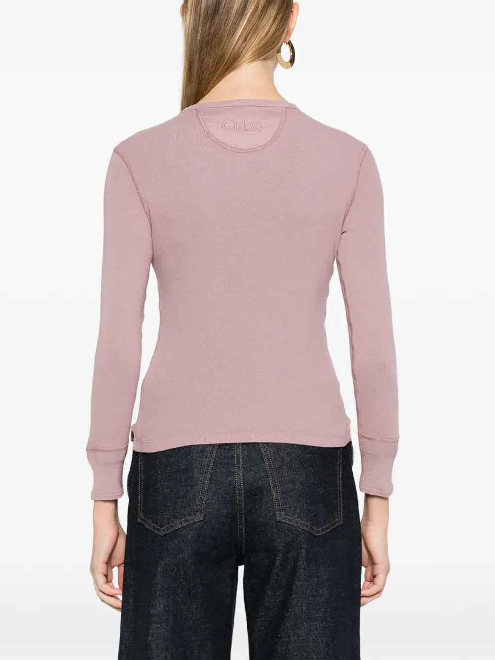 Chloé Ribgebreid T-shirt Roze