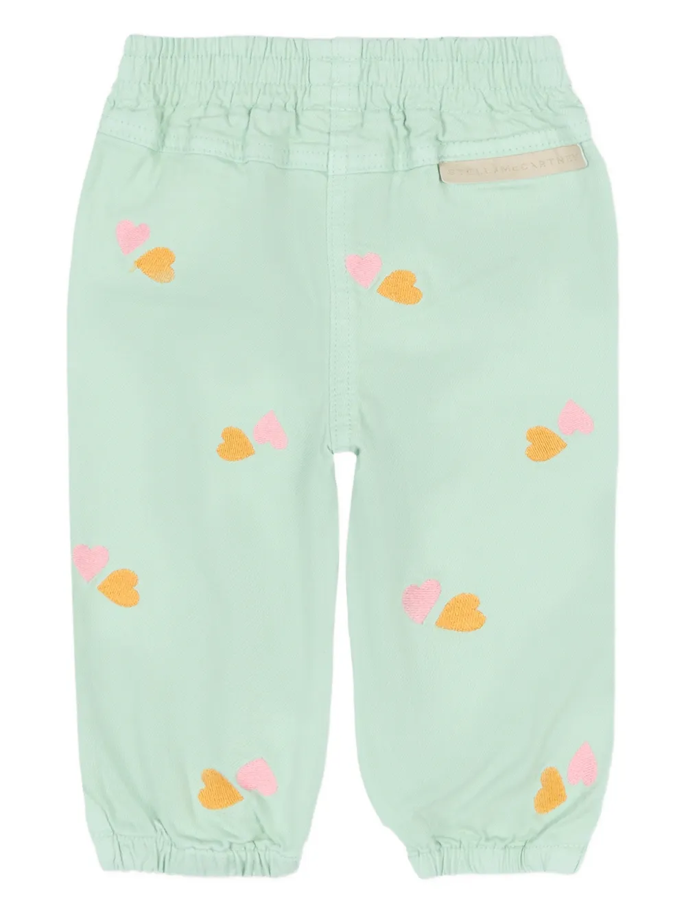 Stella Mccartney Babies' Heart-embroidered Trousers In Green