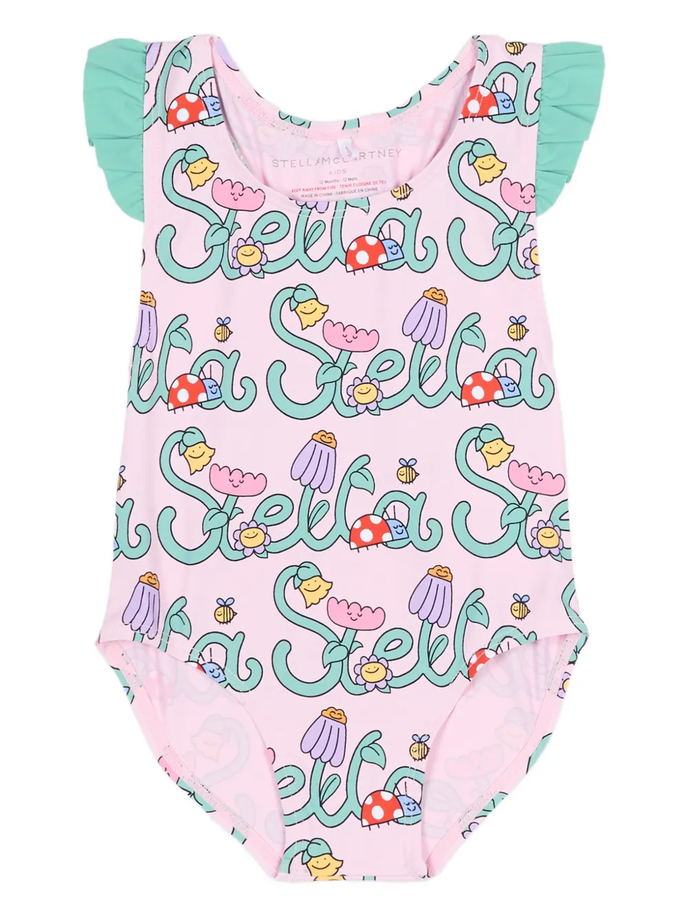 Stella McCartney Kids logo-print swimsuit - Rosa