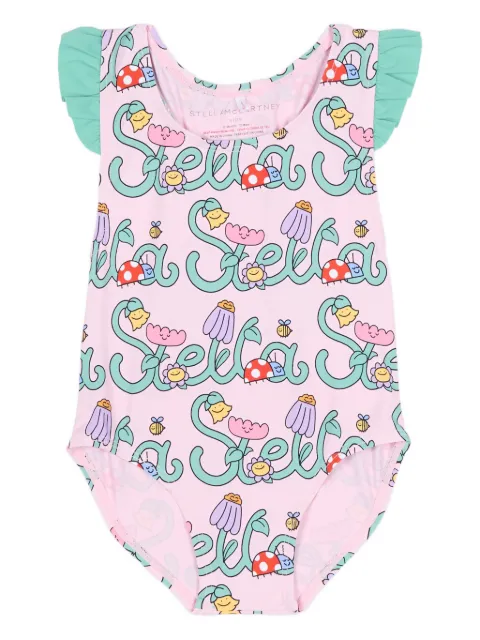 Stella McCartney Kids traje de baño con logo estampado
