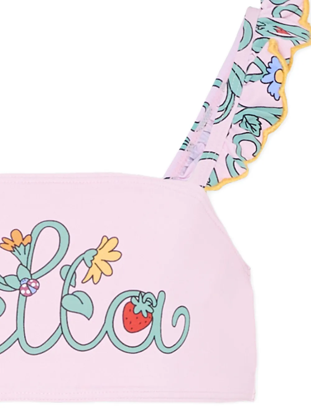 Stella McCartney Kids Bikini met bloemenprint en ruches Roze
