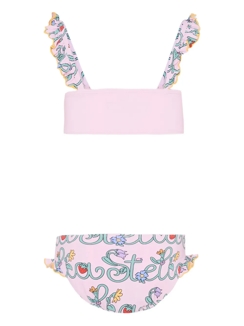 Stella Mccartney Kids' Floral-print Ruffled Bikini In Pink