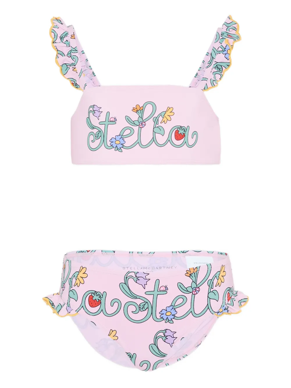Stella McCartney Kids floral-print ruffled bikini - Rosa