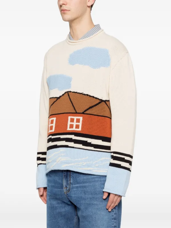 NN07 Mikkel house-graphic crew-neck Sweater | Neutrals | FARFETCH