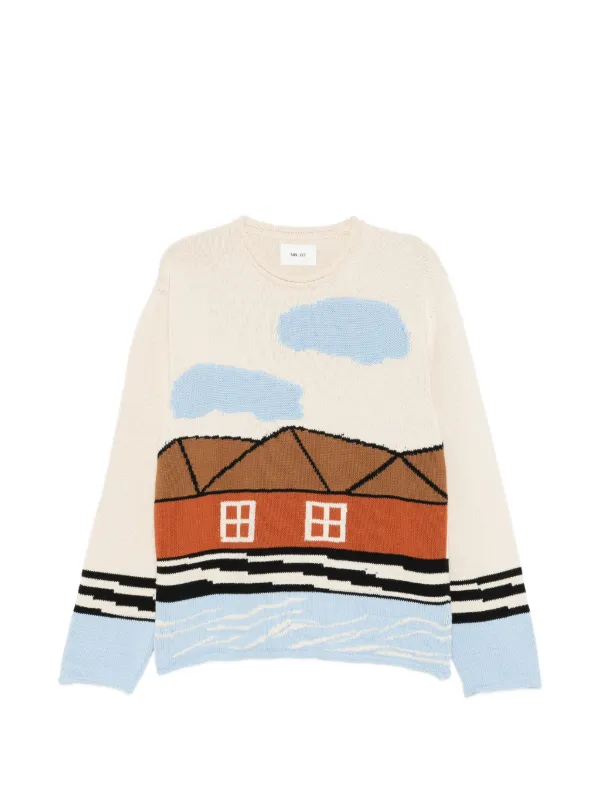 NN07 Mikkel house-graphic crew-neck Sweater | Neutrals | FARFETCH