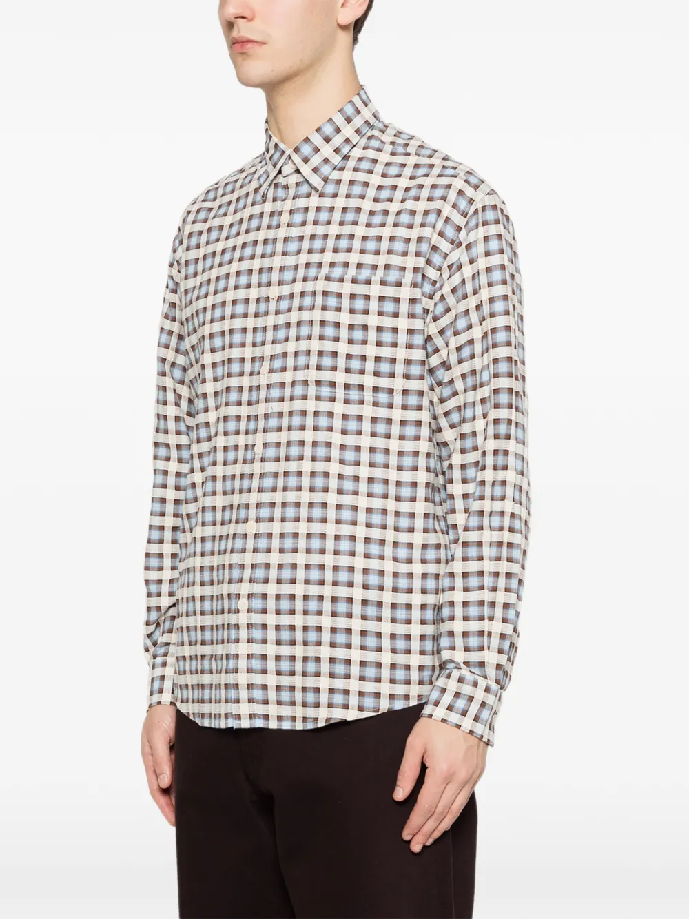 NN07 Deon geruit overhemd Blauw