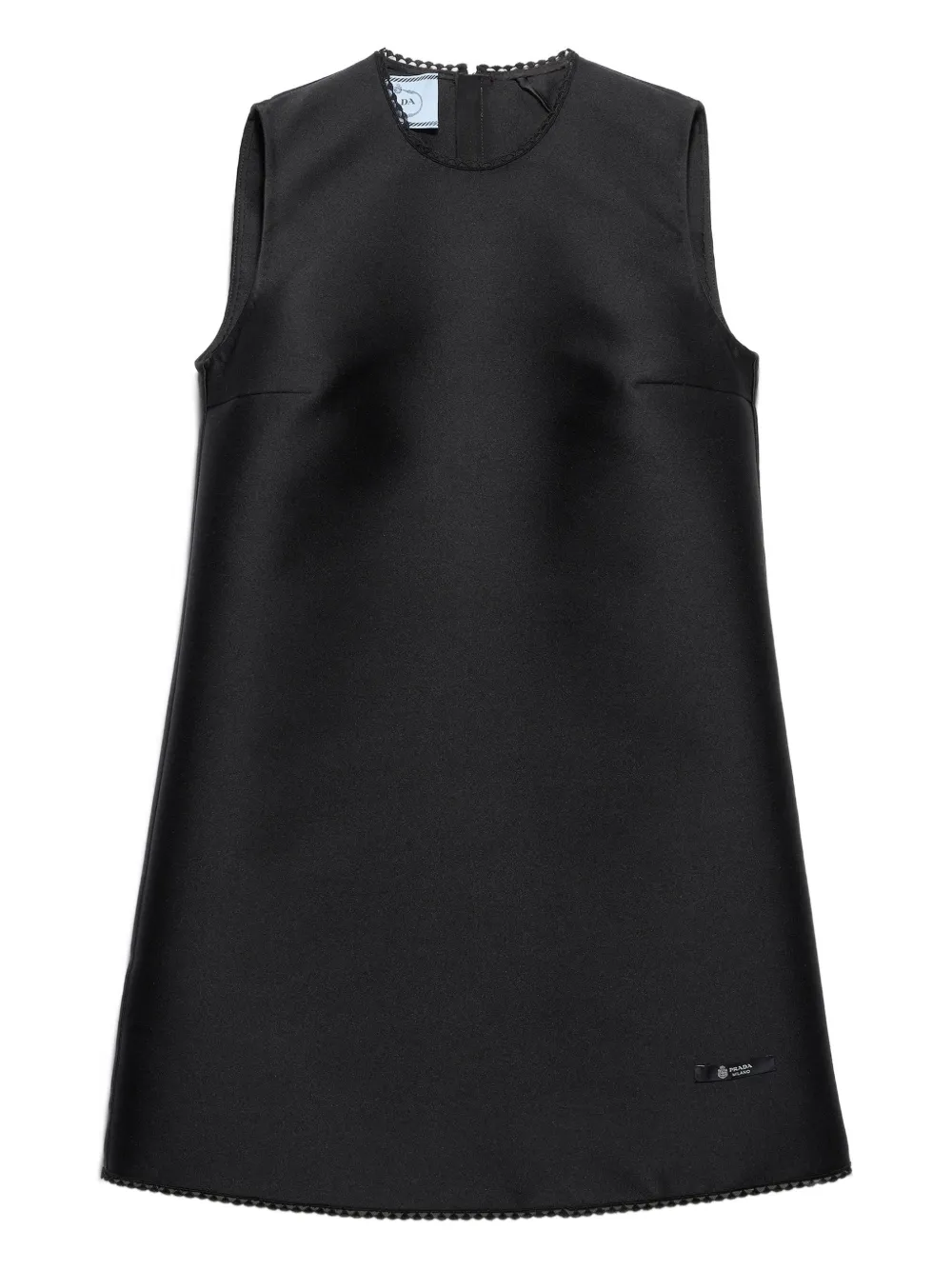 Prada Lace-collar Scuba Mini-dress In Black