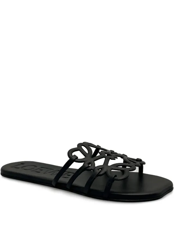 Loewe Petal Anagram Slide in Calfskin in Grey