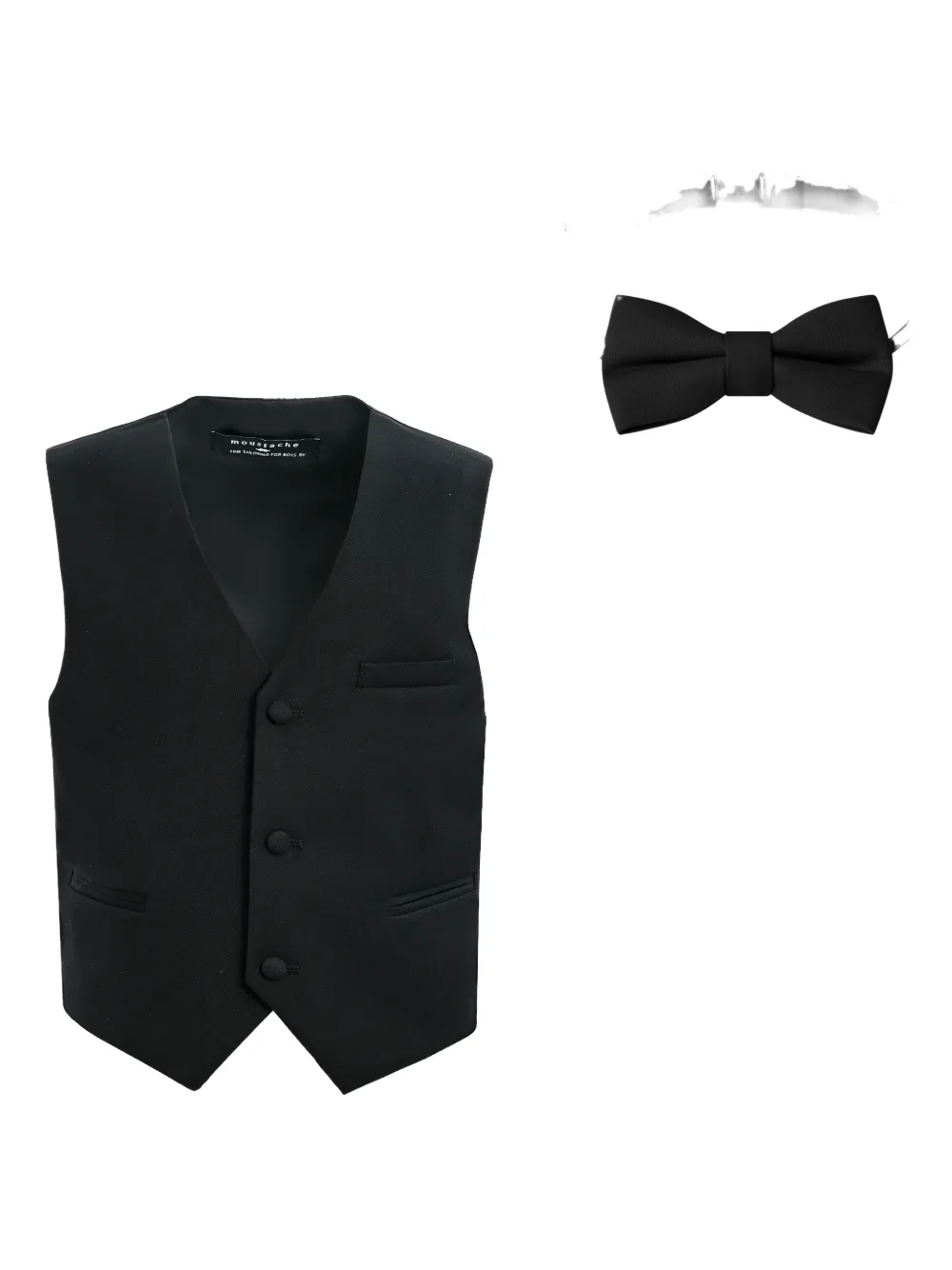 Moustache bow tie gilet set (set of two) | Black | Image 1