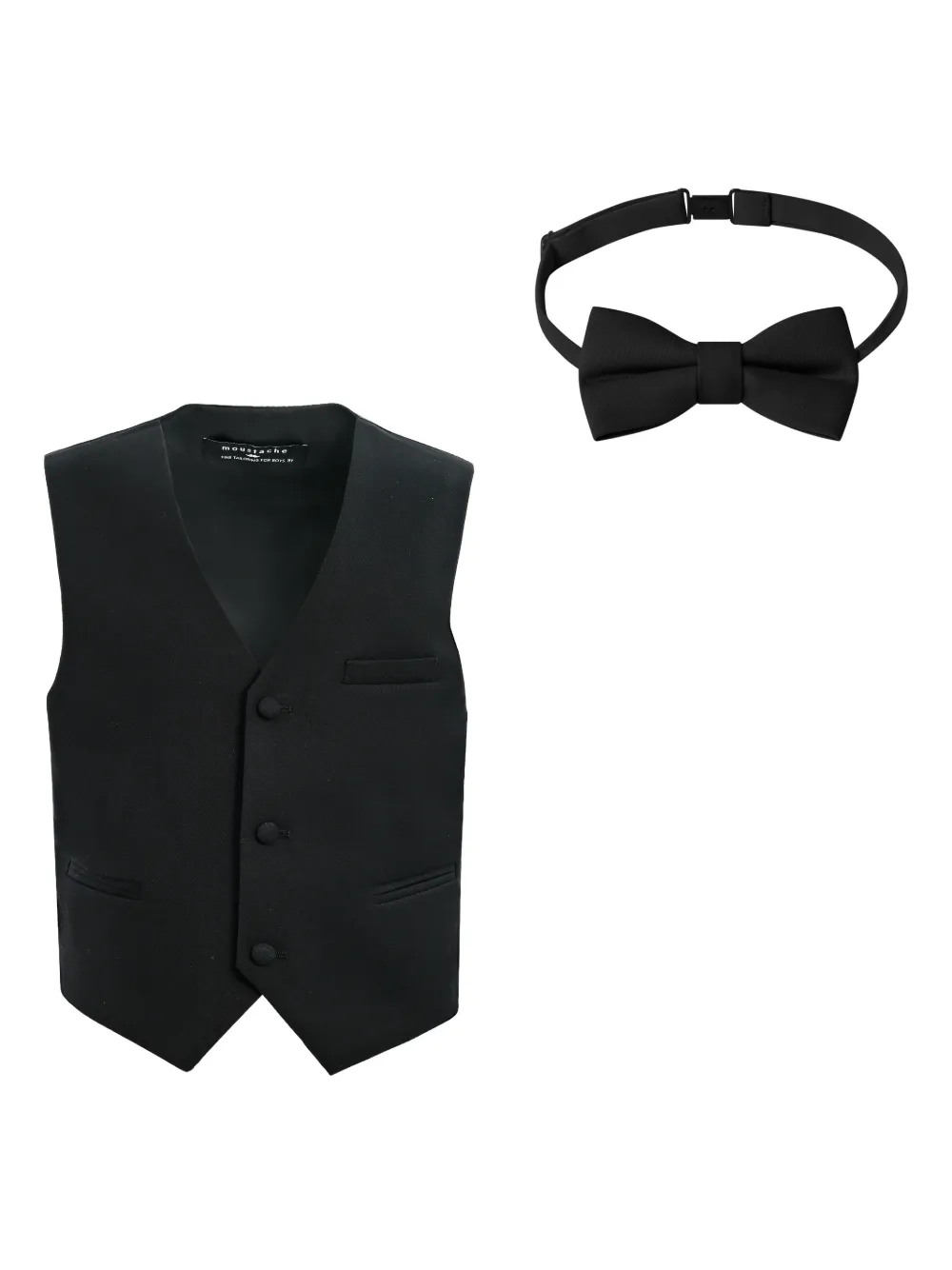 Moustache bow tie gilet set (set of two) | Black | Image 1