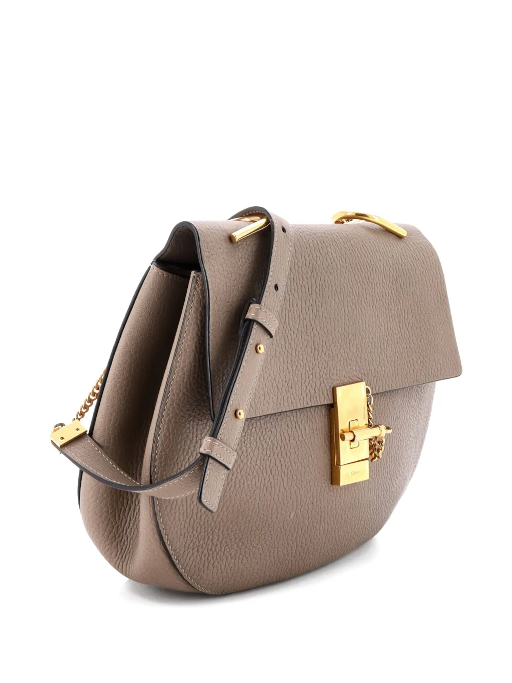Pre-owned Chloé Drew Leather Medium Crossbody Bag In Neutral