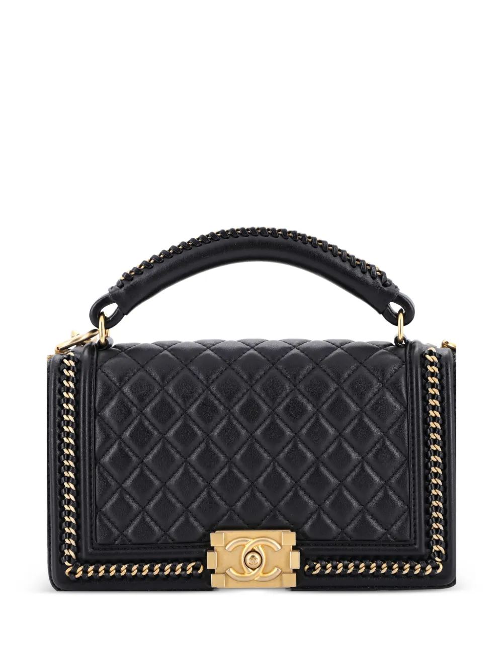 CHANEL Pre-Owned Chain Handle Boy Flap Bag Quilted Calfskin Old Medium shoulder bag - Nero