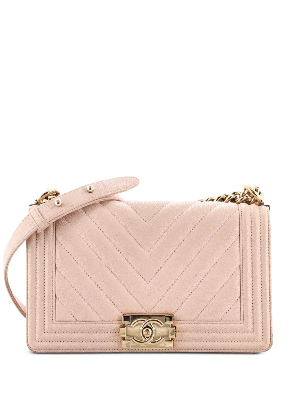 CHANEL Pre-Owned Boy Flap Bag Chevron Caviar Old Medium shoulder bag - Toni neutri