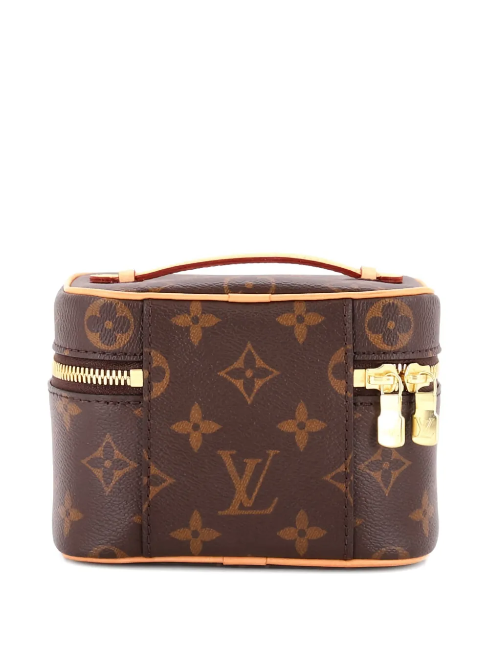 Pre-owned Louis Vuitton Nice Vanity Case Monogram Canvas Nano Pouch In Brown