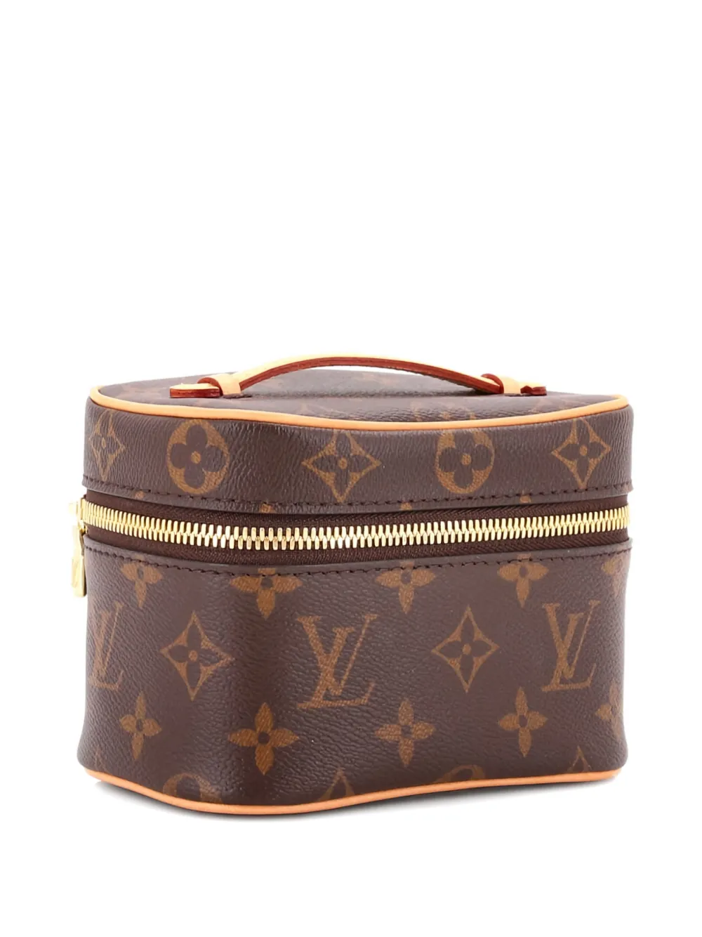 Pre-owned Louis Vuitton Nice Vanity Case Monogram Canvas Nano Pouch In Brown