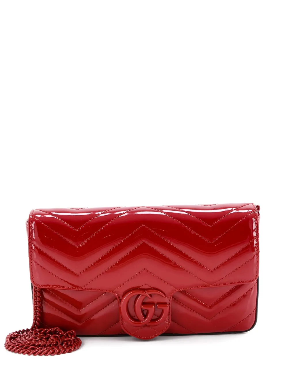 Gucci Pre-Owned GG Marmont Flap Bag Matelasse Patent Mini crossbody bag - Rosso