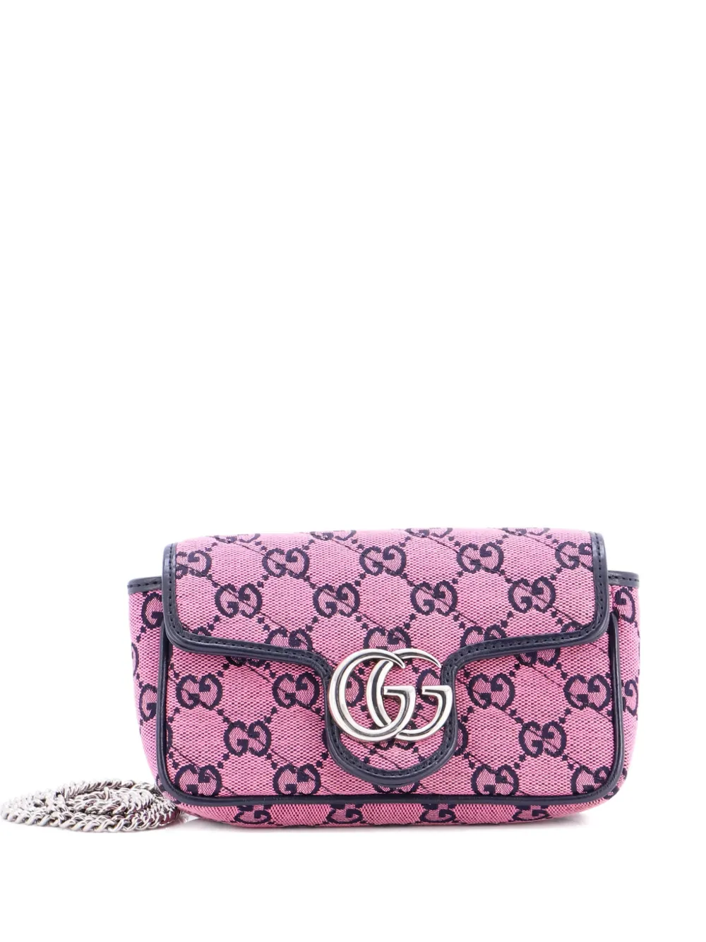 Gucci Pre-Owned GG Marmont Flap Bag Diagonal Quilted GG Canvas Super Mini crossbody bag - Pink