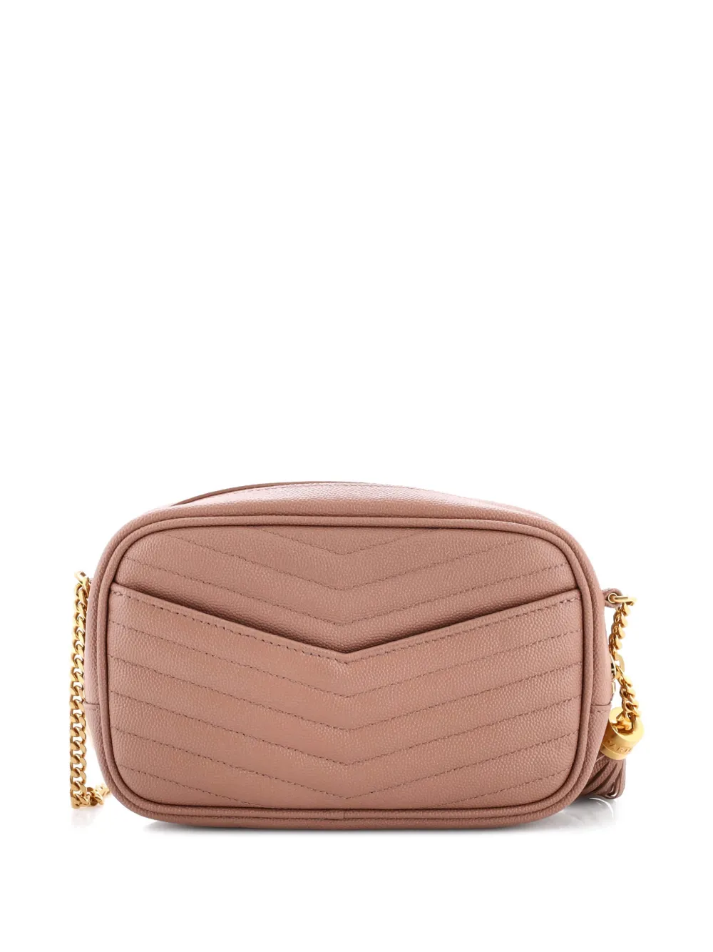 Pre-owned Saint Laurent Loulou Matelasse Chevron Leather Mini Crossbody Bag In Neutral
