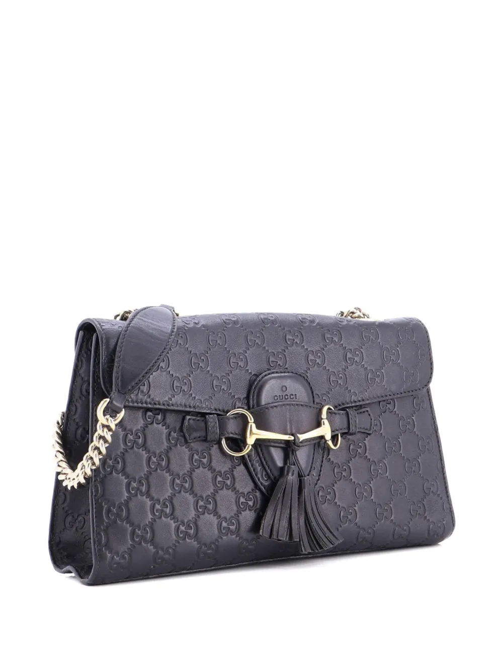 Gucci Pre-Owned Emily Chain Flap Bag Guccissima Leather Medium shoulder bag - Nero