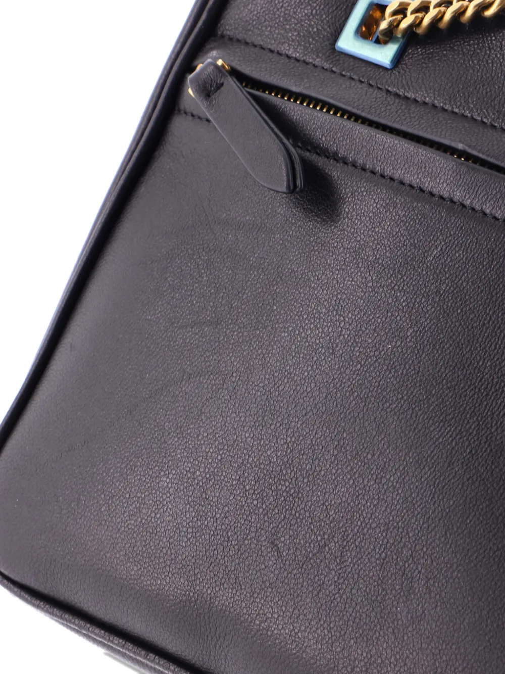 VALENTINO GARAVANI Pre-owned Viva Superstar Chain Leather Small Tote Bag In Black