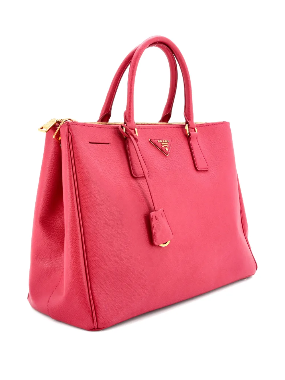 PRADA Pre-owned Double Zip Lux Saffiano Leather Large Tote Bag In Pink