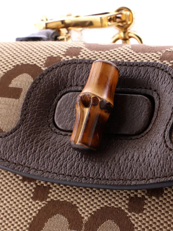 Gucci Pre-Owned Bamboo 1947 Top Handle Bag Jumbo GG Canvas Small