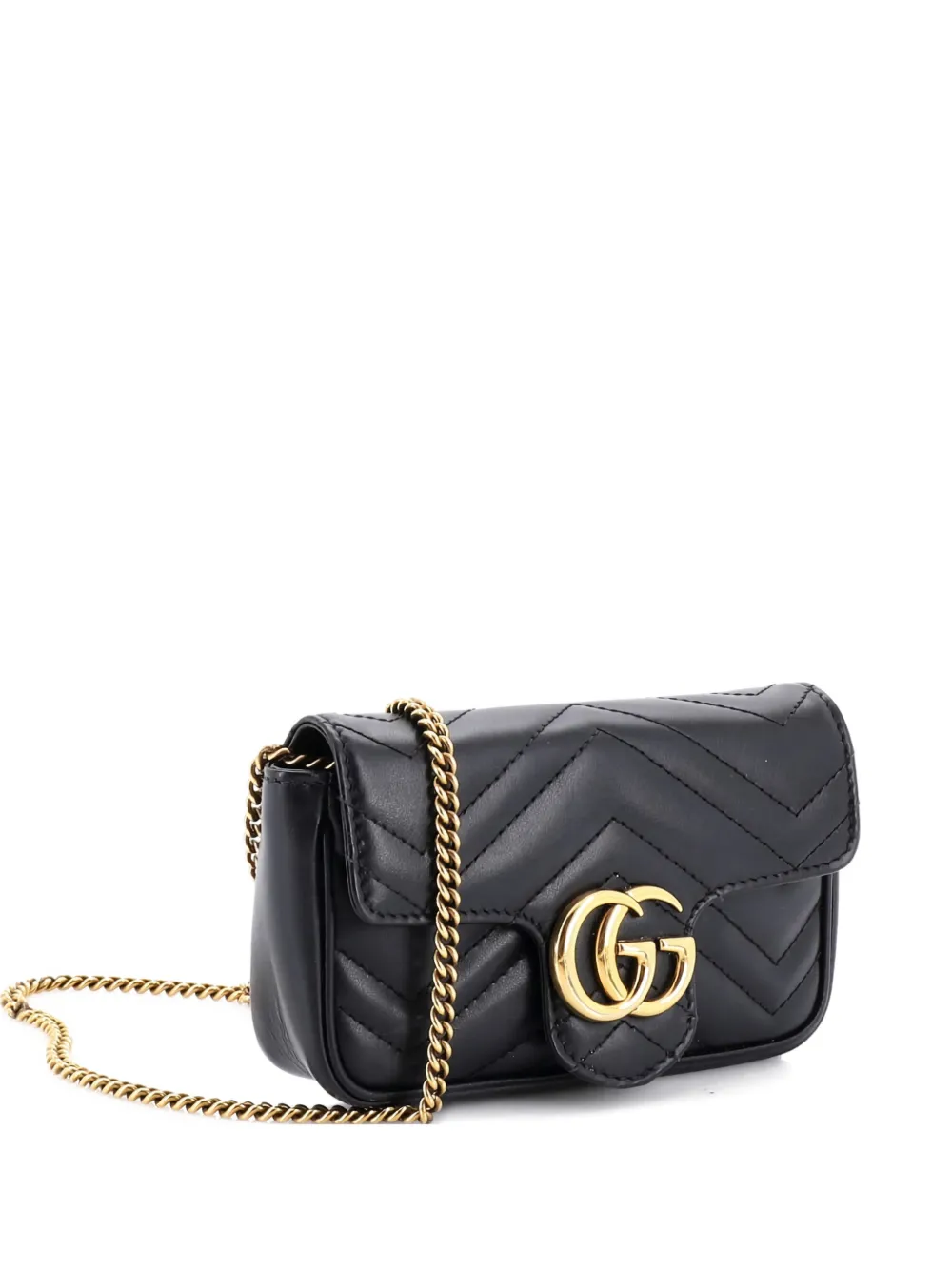 Gucci Pre-Owned GG Marmont Flap Bag Matelasse Leather Super Mini crossbody bag - Nero