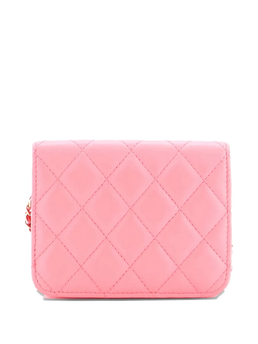Pre-owned Chanel Pearl Crush Flap Clutch With Chain Quilted Lambskin Mini Crossbody Bag In Pink