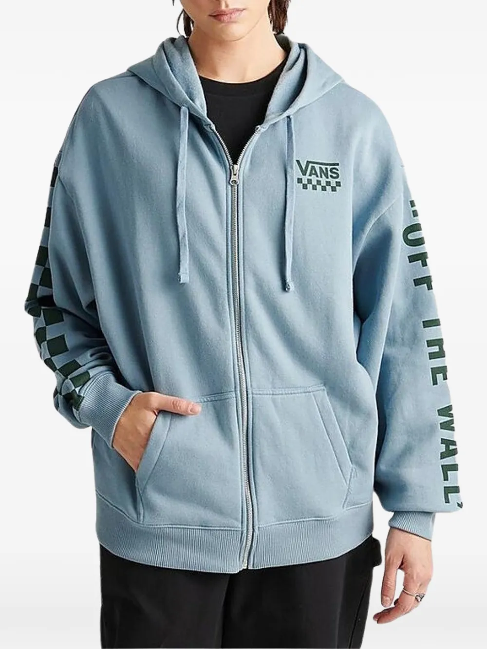 Vans checkerboard-detail zip-up hoodie | Blue | Image 1