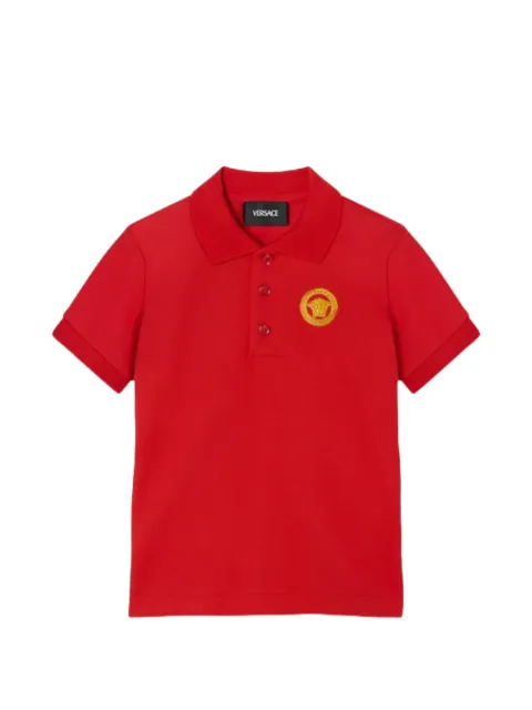 Versace Kids Polo in cotone con ricamo logo