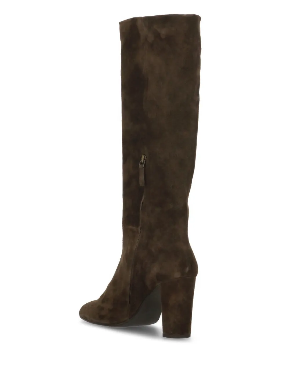 Julie Dee Leren laarzen met ronde neus en rits Bruin