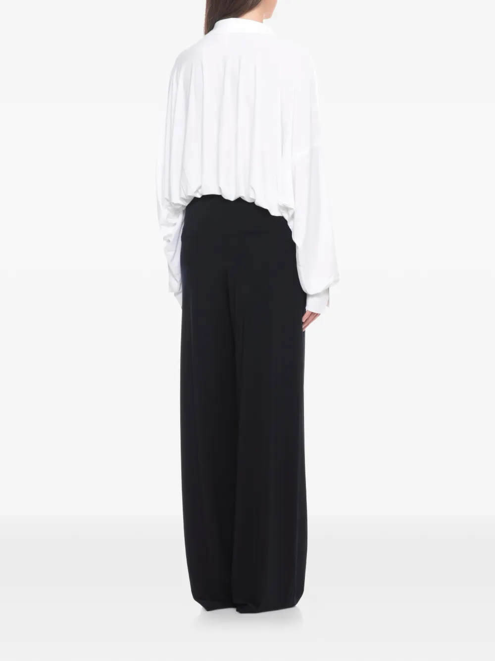  Norma Kamali Collared Long-sleeve Top - White 