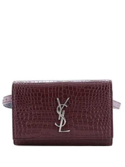 Saint Laurent Pre-Owned Classic Monogram Kate Crocodile Embossed Leather belt bag