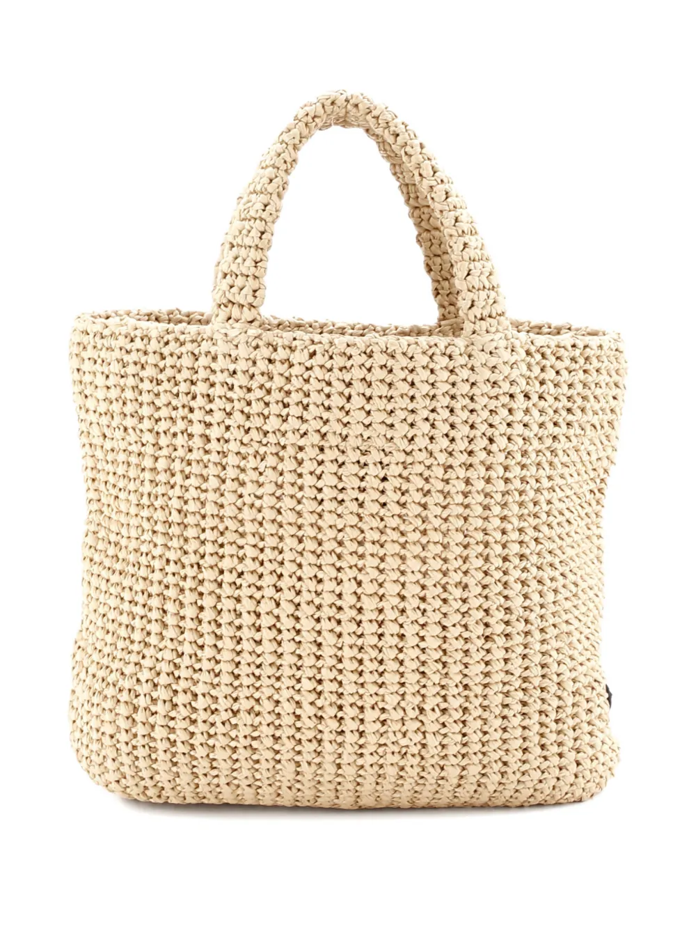 PRADA Pre-owned Logo Raffia Small Tote Bag In Neutral