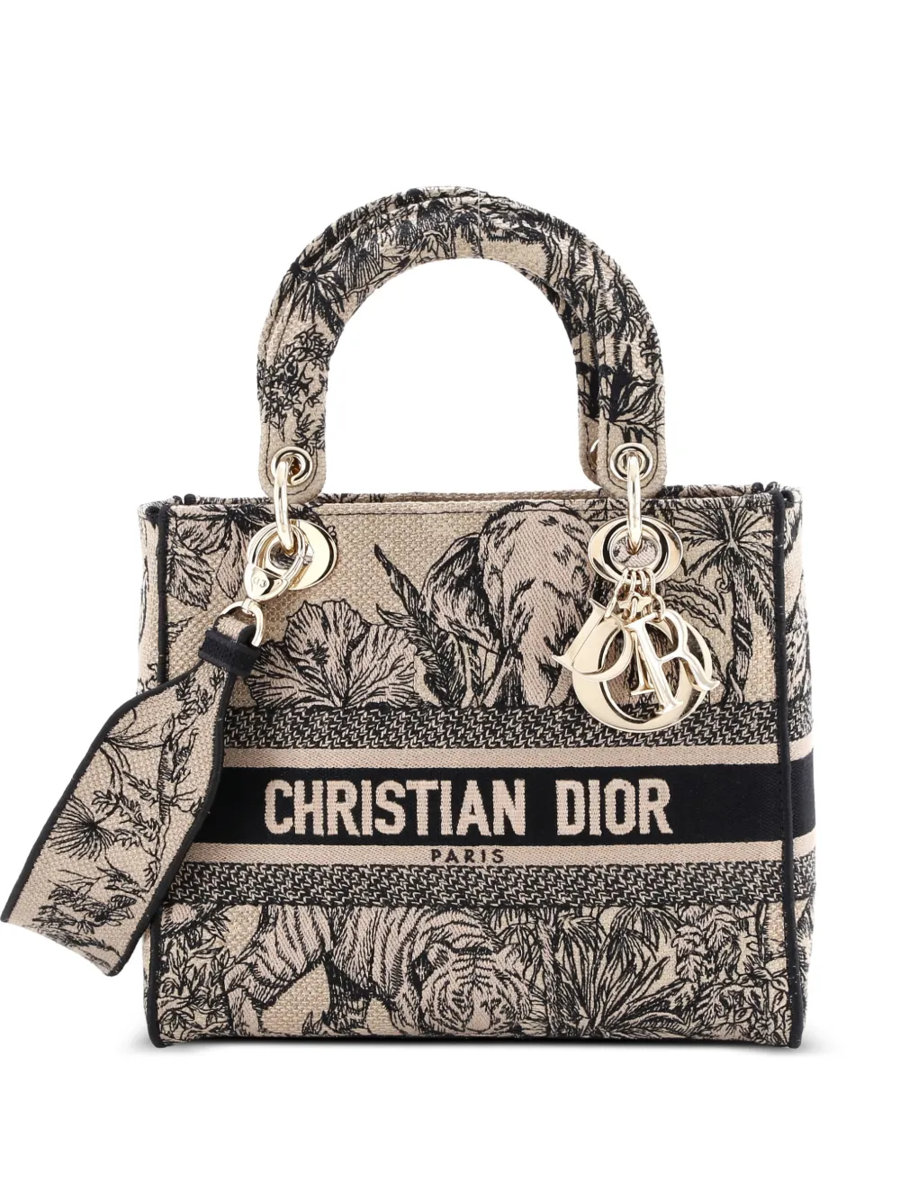 Christian Dior Pre-Owned Lady D-Lite Bag Embroidered Canvas Medium satchel - Toni neutri