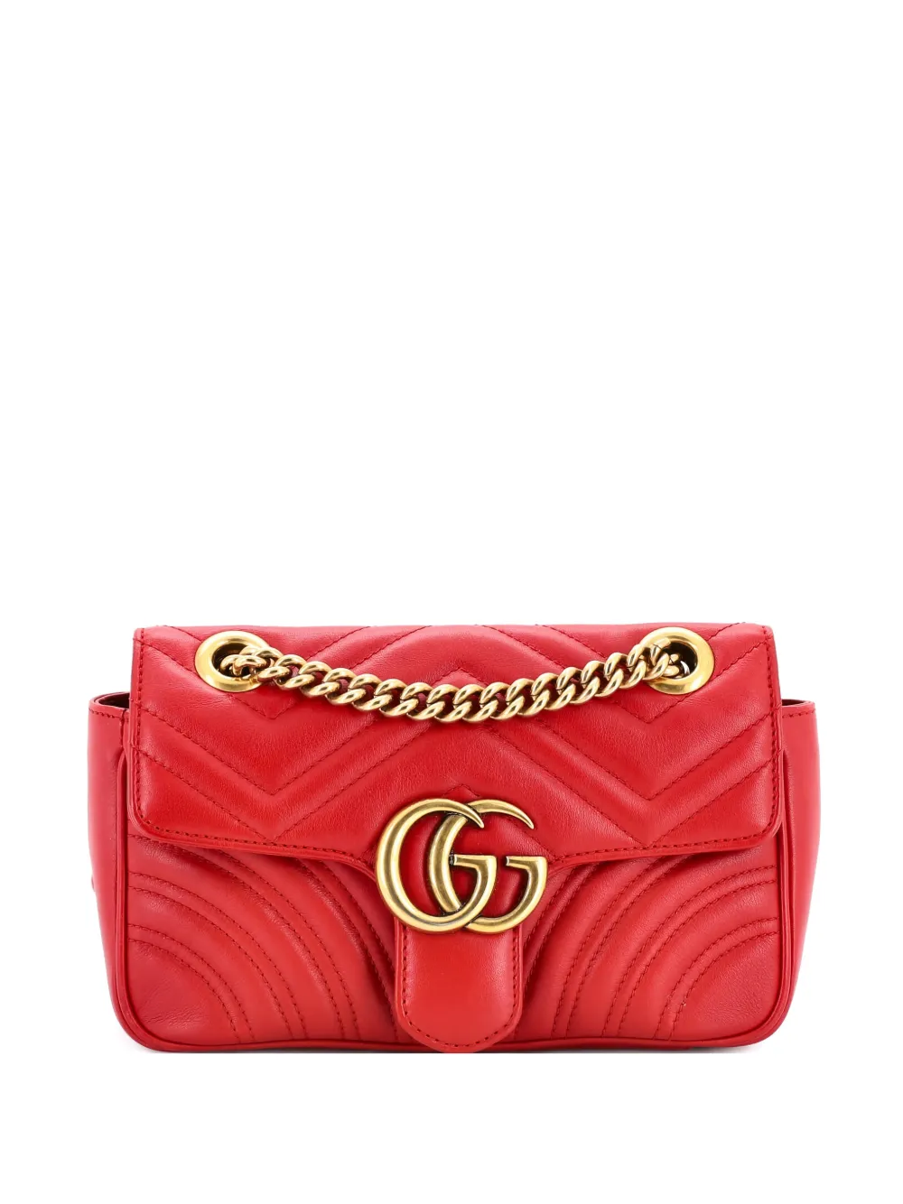 Gucci Pre-Owned GG Marmont Flap Bag Matelasse Leather Mini crossbody bag - Rosso
