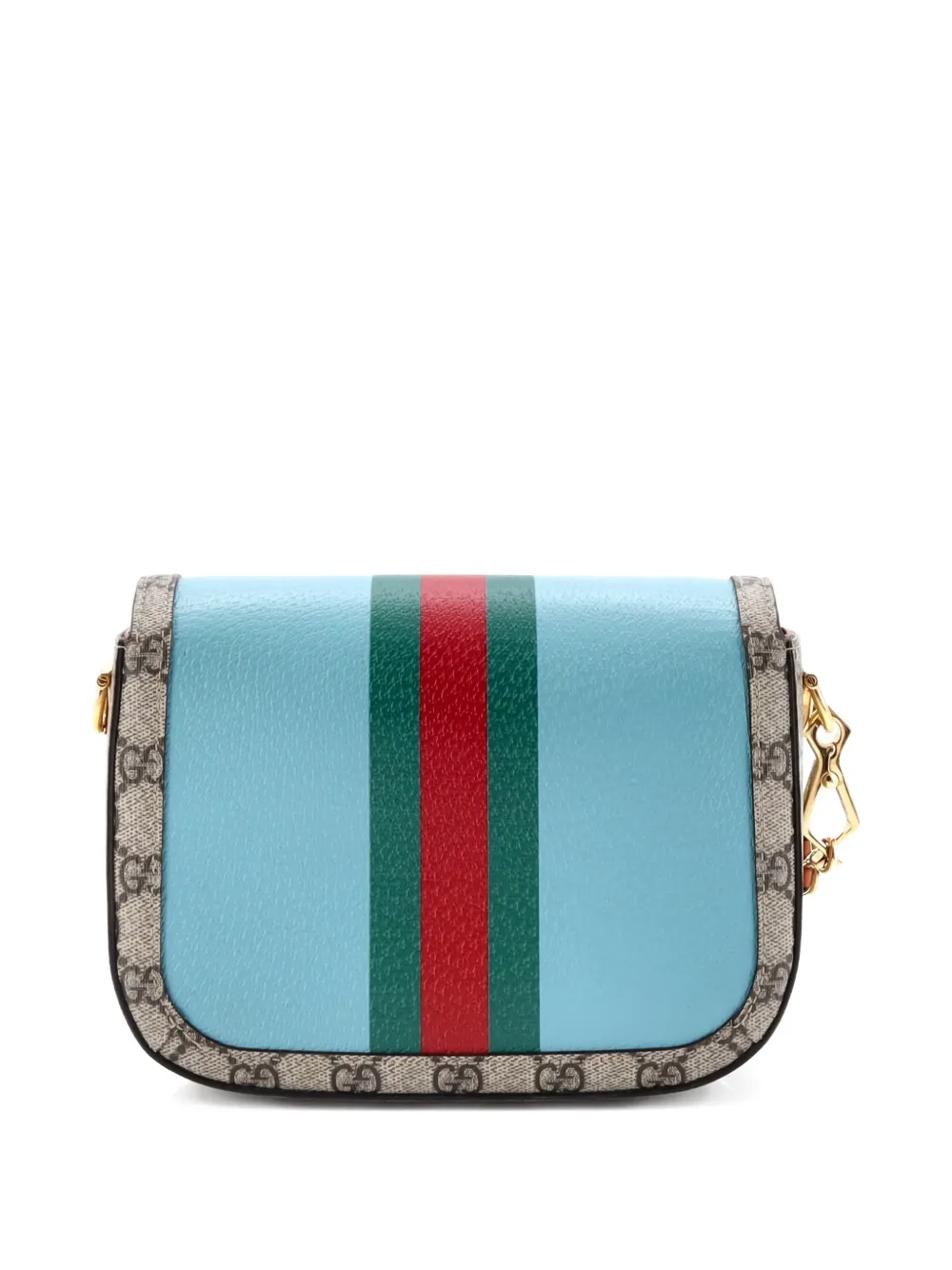 GUCCI Pre-owned Horsebit 1955 Shoulder Bag Leather With Gg Coated Canvas Mini Crossbody Bag In Blue