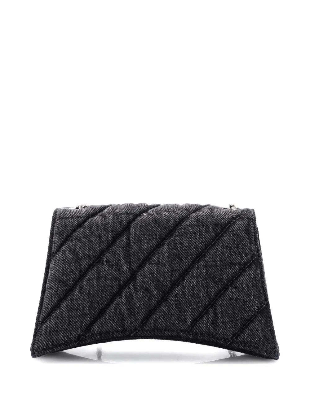 Pre-owned Balenciaga Crush Chain Flap Bag Quilted Denim Small Shoulder Bag In Black