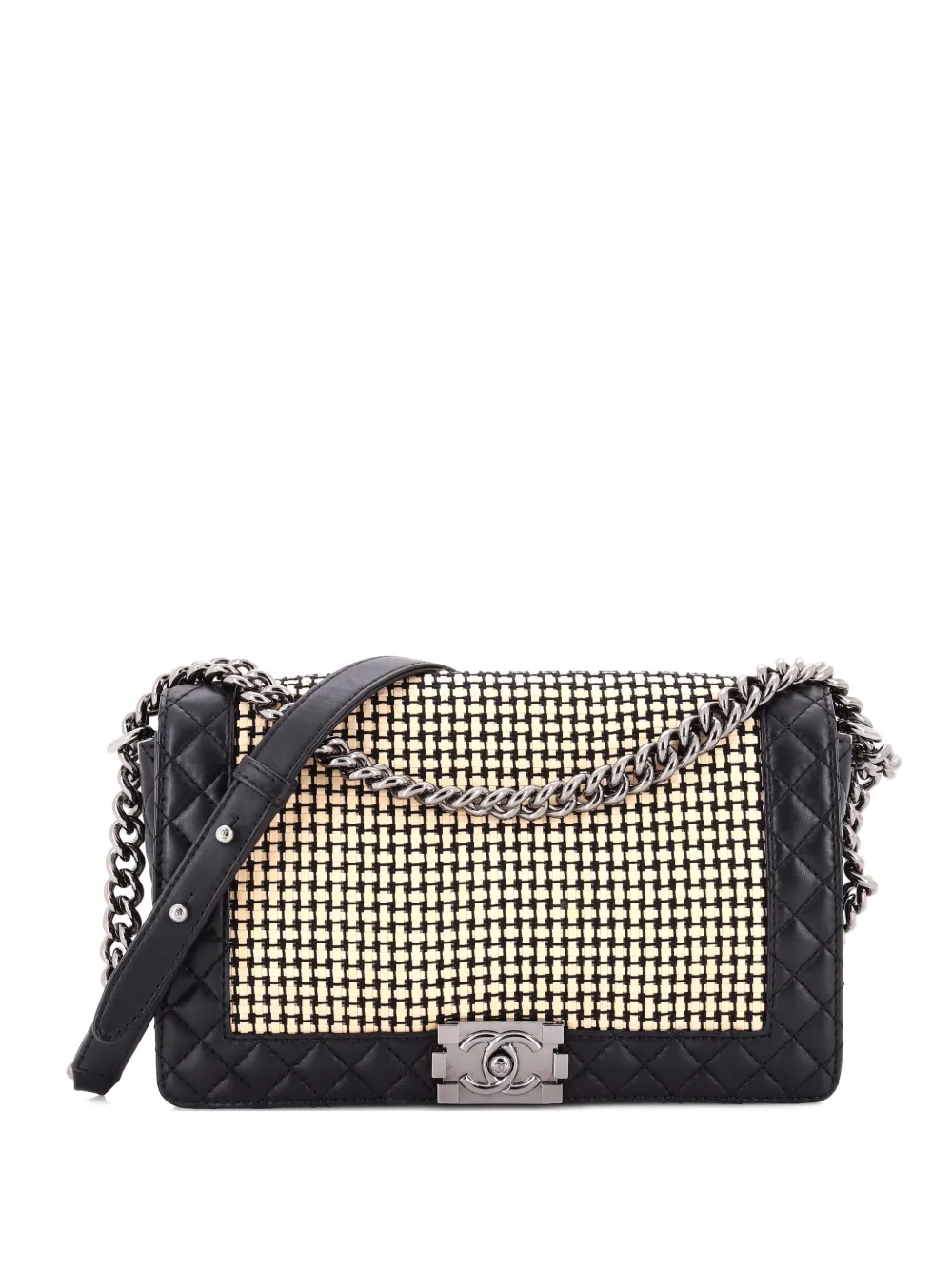 CHANEL Pre-Owned Reverso Boy Flap Bag Woven Calfskin Old Medium shoulder bag - Nero