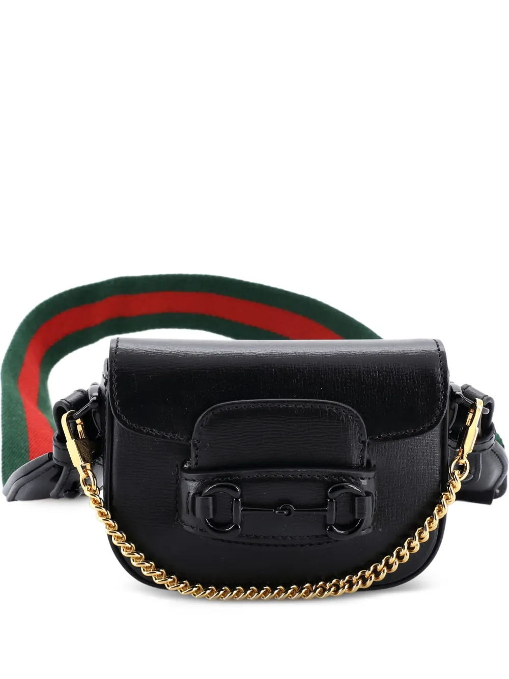 Gucci Pre-Owned Horsebit 1955 Flap Wallet with Strap Leather crossbody bag - Nero