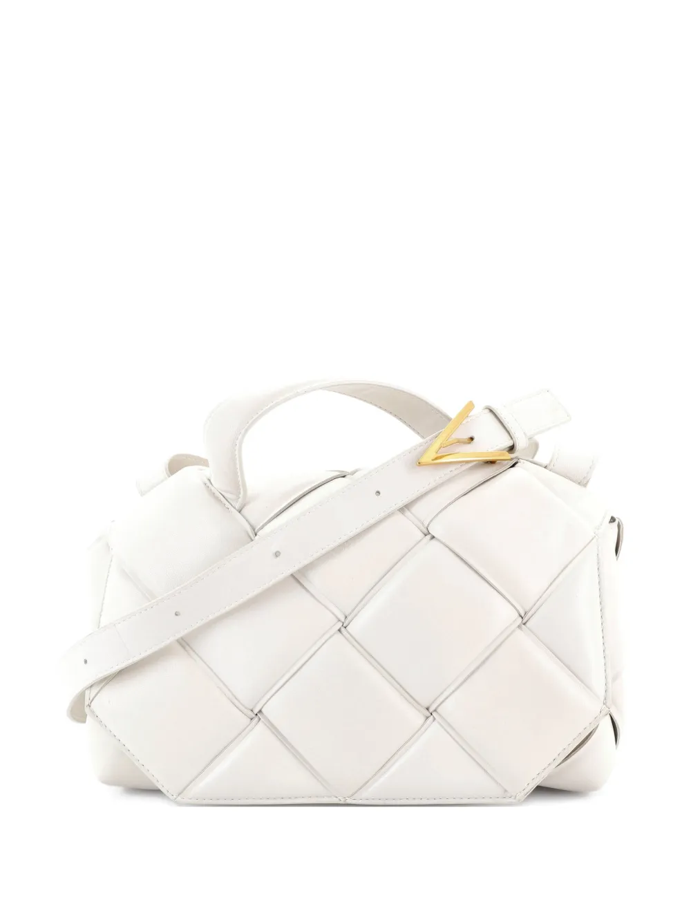 Bottega Veneta Pre-Owned Top Handle Padded Maxi Intrecciato Leather shoulder bag - White