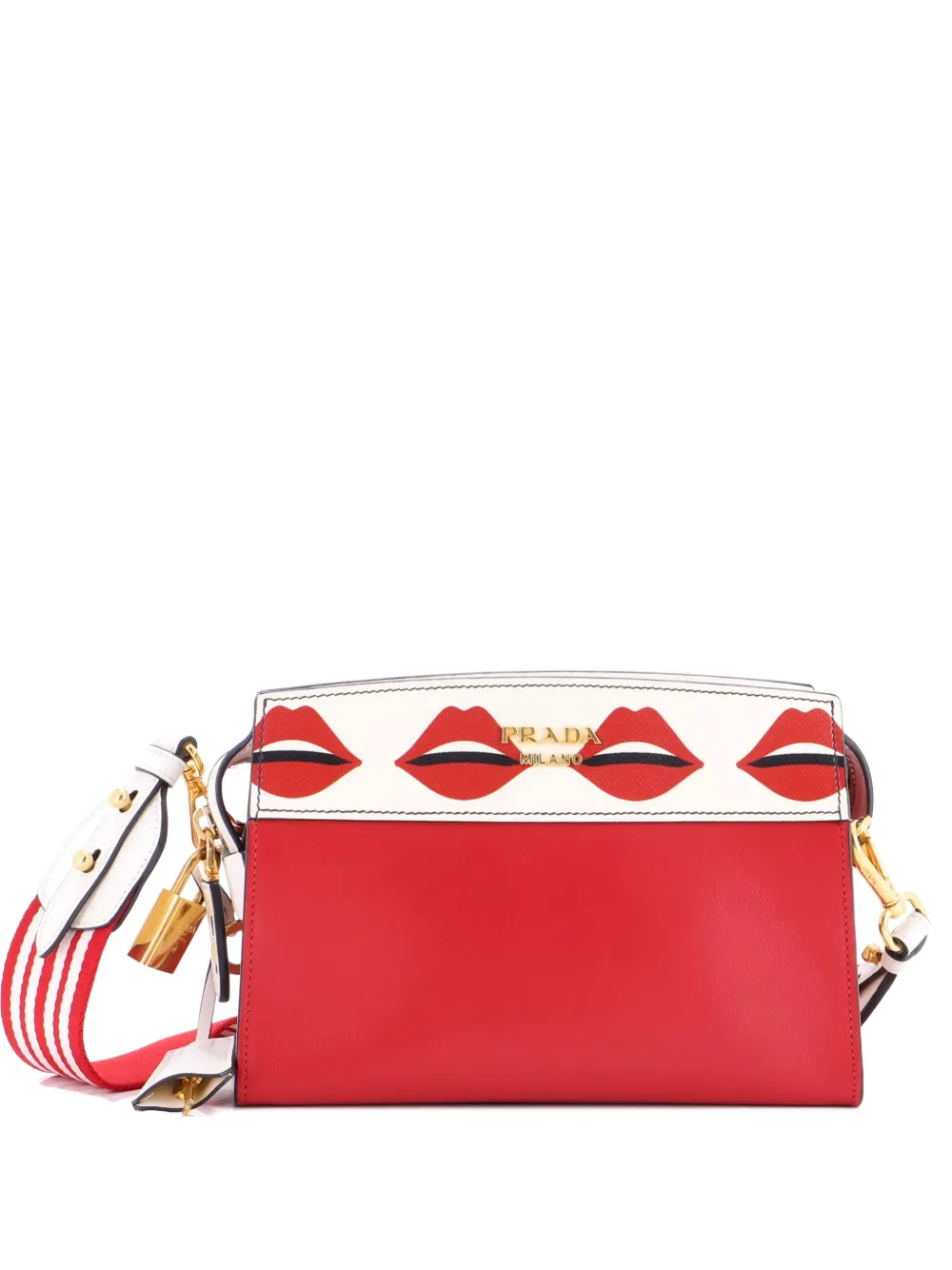 Prada Pre-Owned Bibliotheque Printed Saffiano Leather Small crossbody bag - Rosso