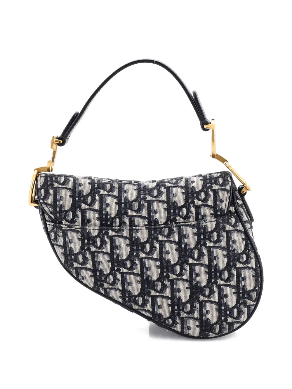 Pre-owned Dior Saddle Handbag With Strap Oblique Canvas Mini Shoulder Bag In Blue