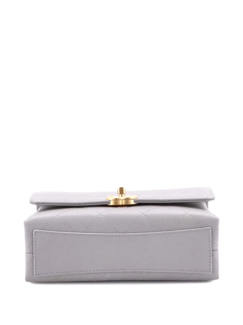 Pre-owned Chanel Bracelet On Chain Flap Bag Quilted Caviar Mini Crossbody Bag In Gray