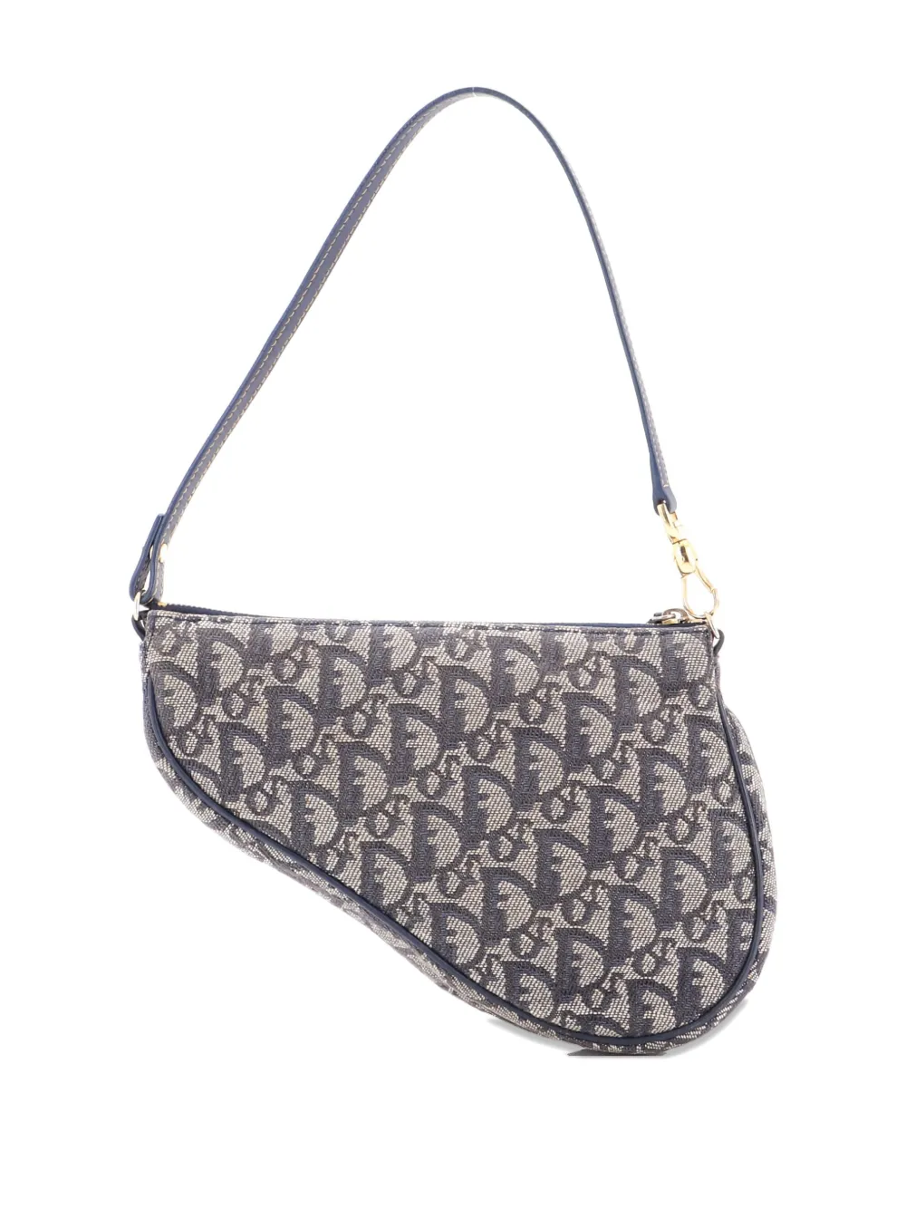 Pre-owned Dior Vintage Saddle Bag Issimo Canvas Mini Clutch Bag In Blue