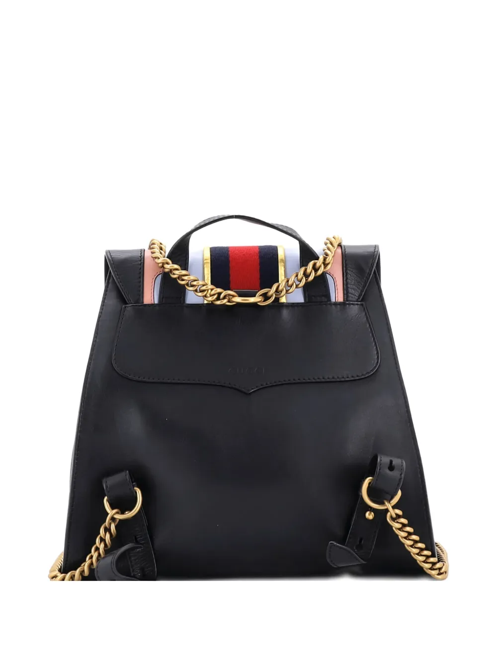 Pre-owned Gucci Web Heart Gg Marmont Leather Backpack In Black